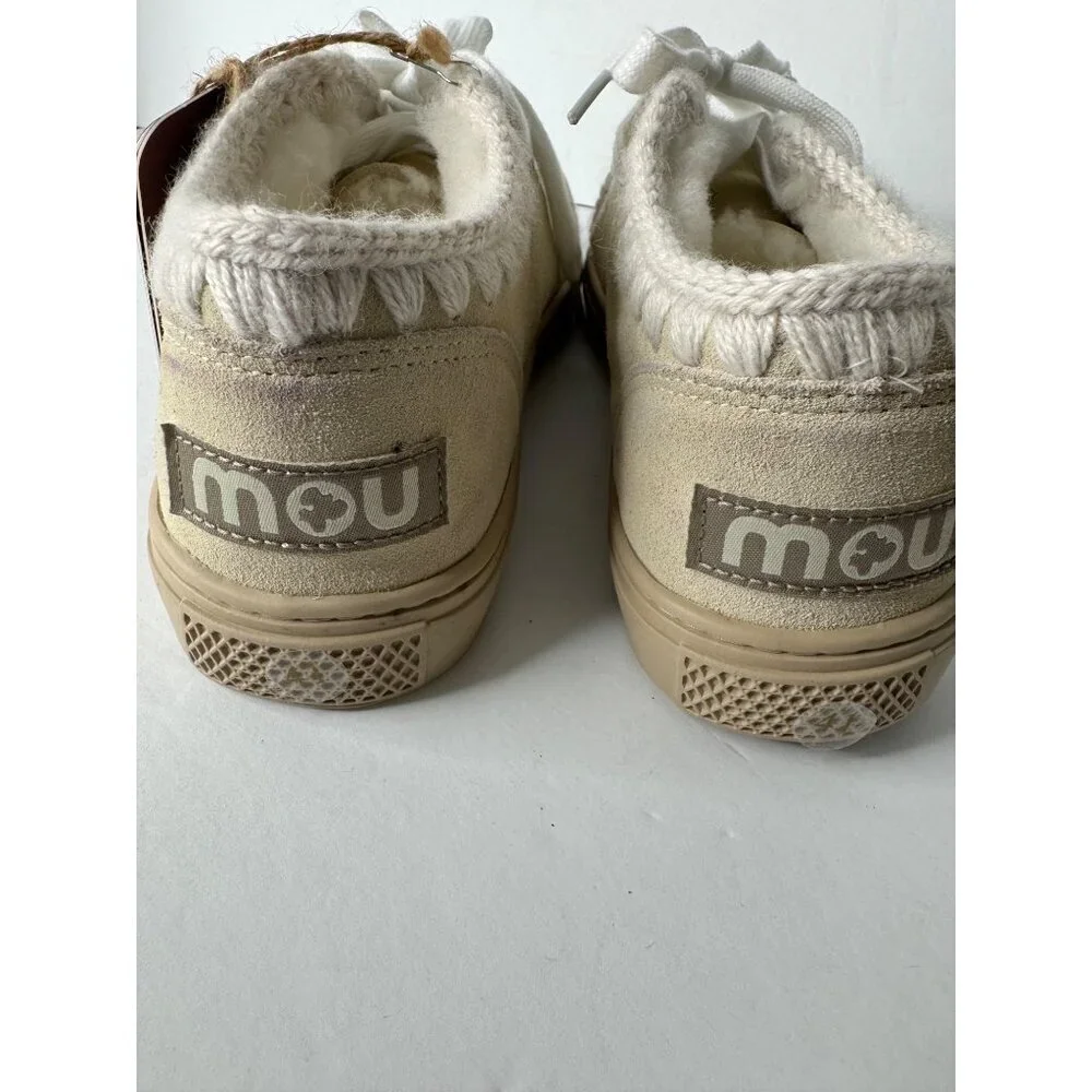 NIB Mou Lace Up Shearling Sneakers in Vanilla EU 41 UK 8 - Picture 6 of 8